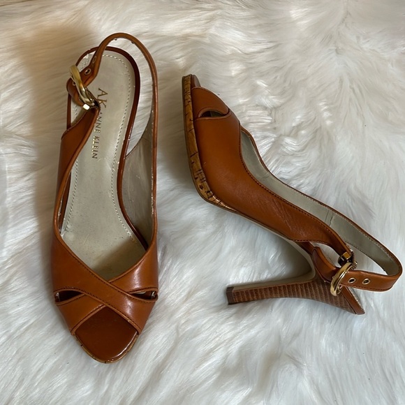 Anne Klein Shoes - Anne Klein Brown Open Toe Heels